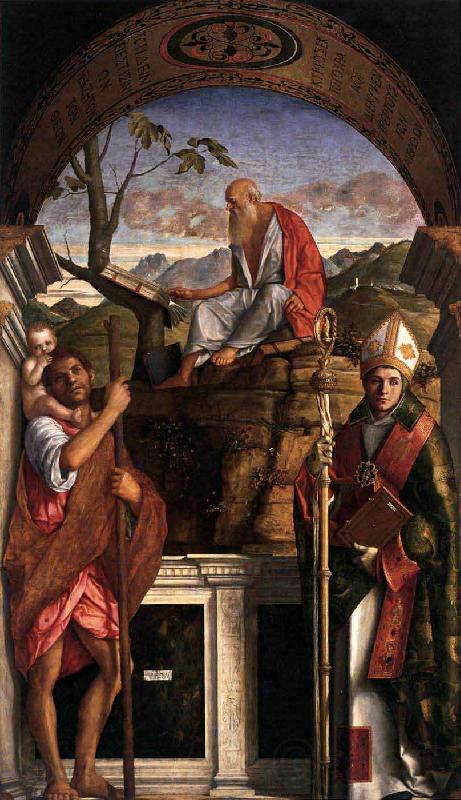 Giovanni Bellini Saints Christopher Jerome and Louis of Toulouse